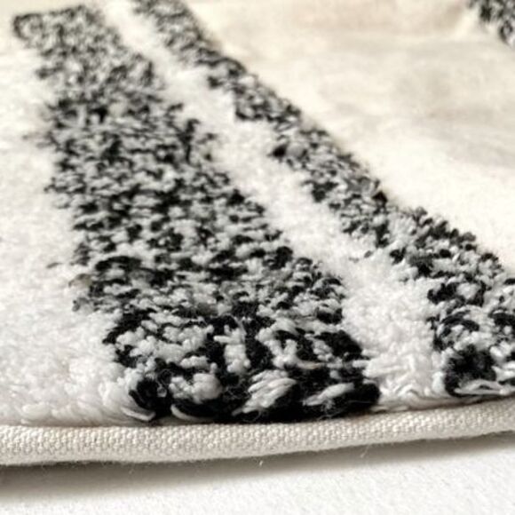 Accent Throw Pillow Tufted Boho Black Cream White with 10 Tassels  18 x 18 in - Picture 5 of 12